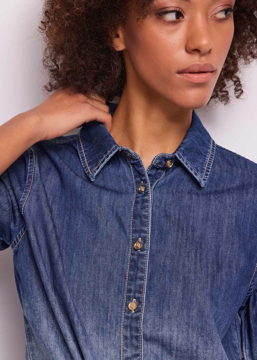 Camicia donna in chambray a maniche corte - immagine 3
