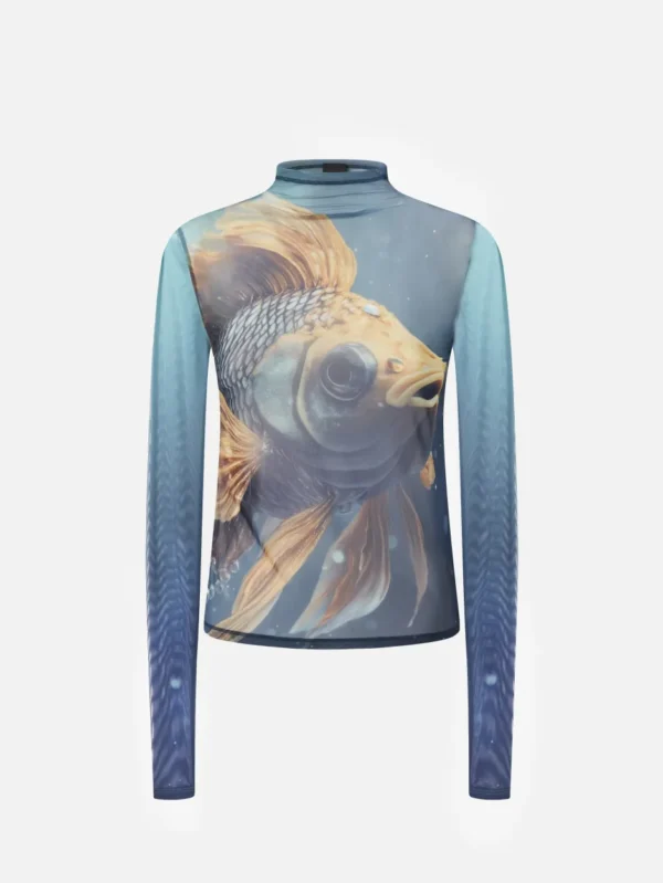 Maglia in tulle stampato