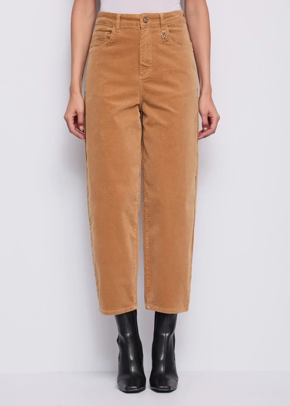 Pantaloni da donna a vita alta in velluto di cotone