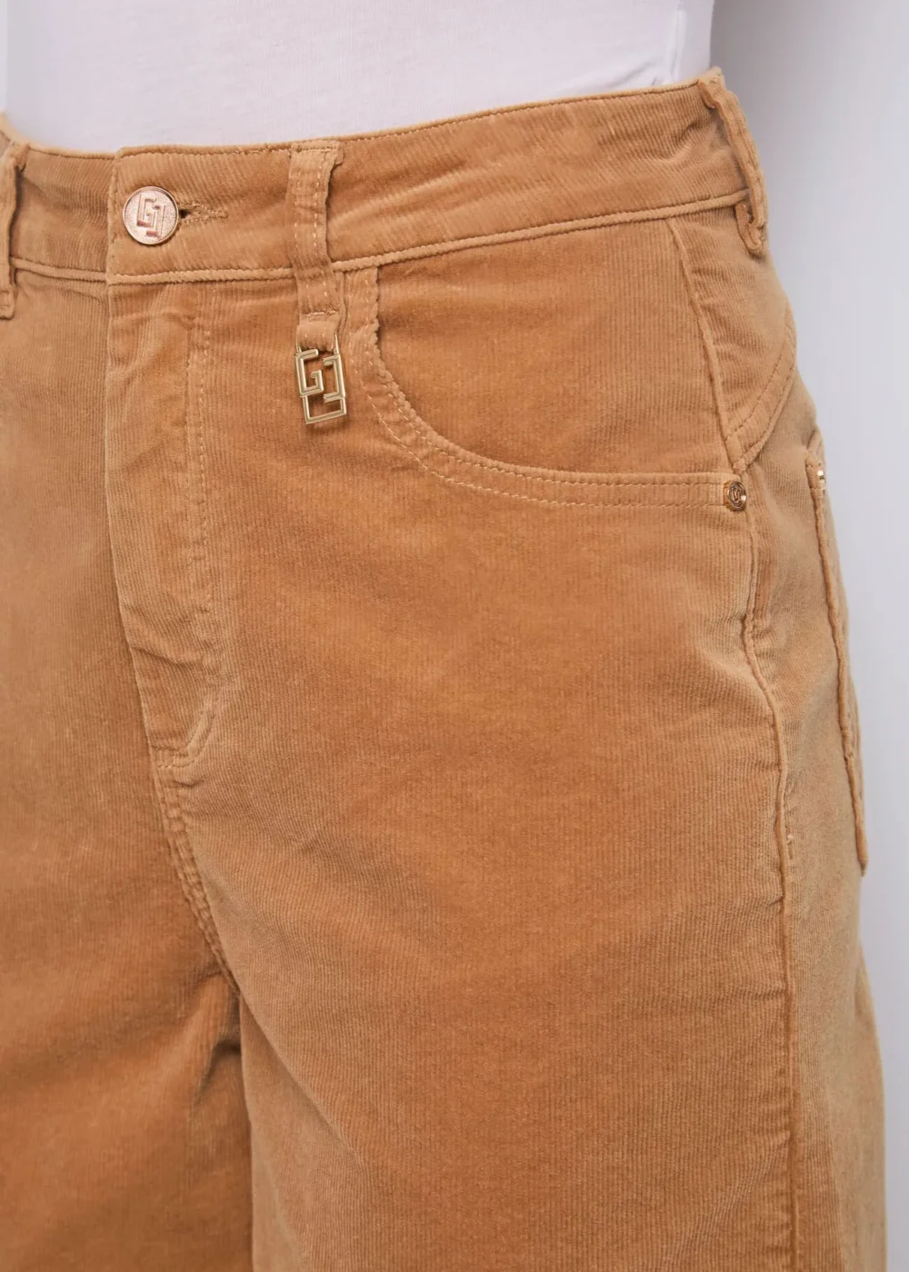 Pantaloni da donna a vita alta in velluto di cotone - immagine 3