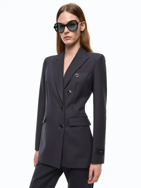 Giacca slim doppiopetto misto lana